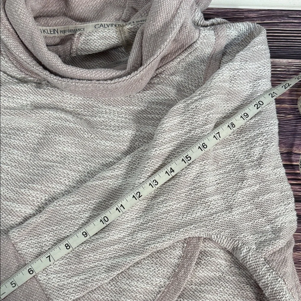 Calvin Klein Performance Cowl Tunnel Neck Tulip Wrap Sweater in Heathered Pink‎